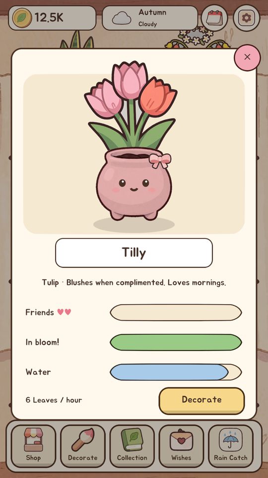 A potling's details with its hearts and growth
