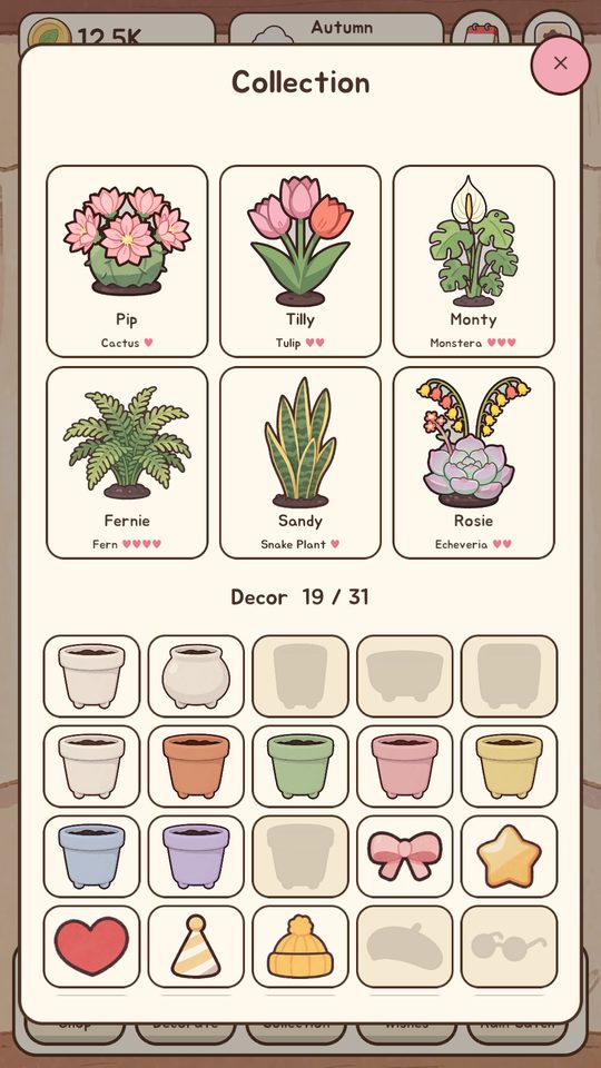 The collection of potlings and accessories